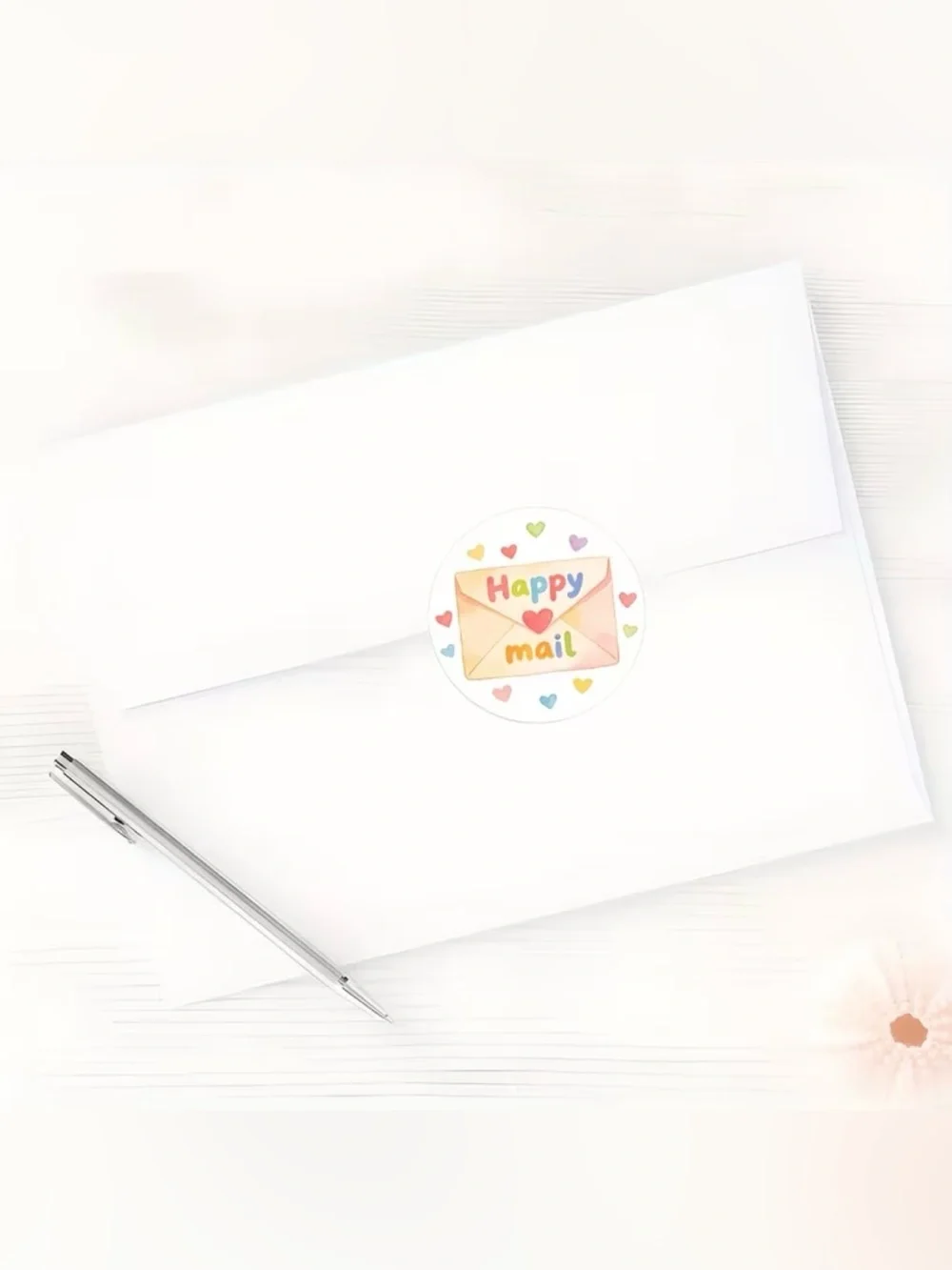 Happy Mail Envelope and Packaging Stickers Multicolor Pastel Hearts NWT 1.5inch